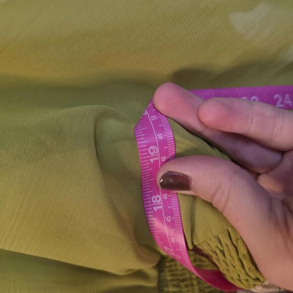 Anthro A'Reve Women's Mini Dress w/ Green Sheer Sleeves & Floral Skirt- Medium - Picture 7 of 8